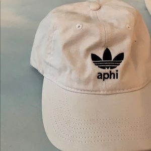 White ALPHA PHI Adidas inspired baseball cap